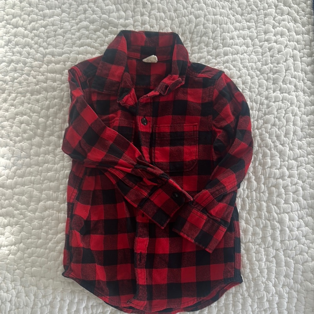 GAP Kids Red and Black Checkered Button Down Shirt